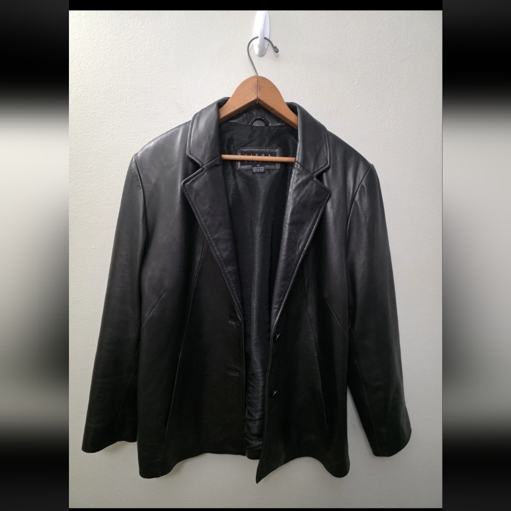 Vintage Siena Studio Women’s Leather Jacket Size 14 100% Genuine Leather Coat
